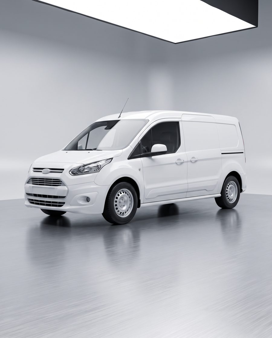 Weißer Transporter im Fotostudio